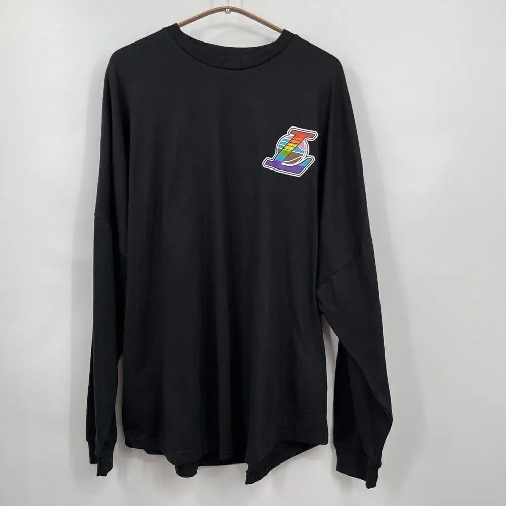 Lakers Black Los Angeles Spirit Jersey Pride Logo Long Sleeve T-Shirt Size XL